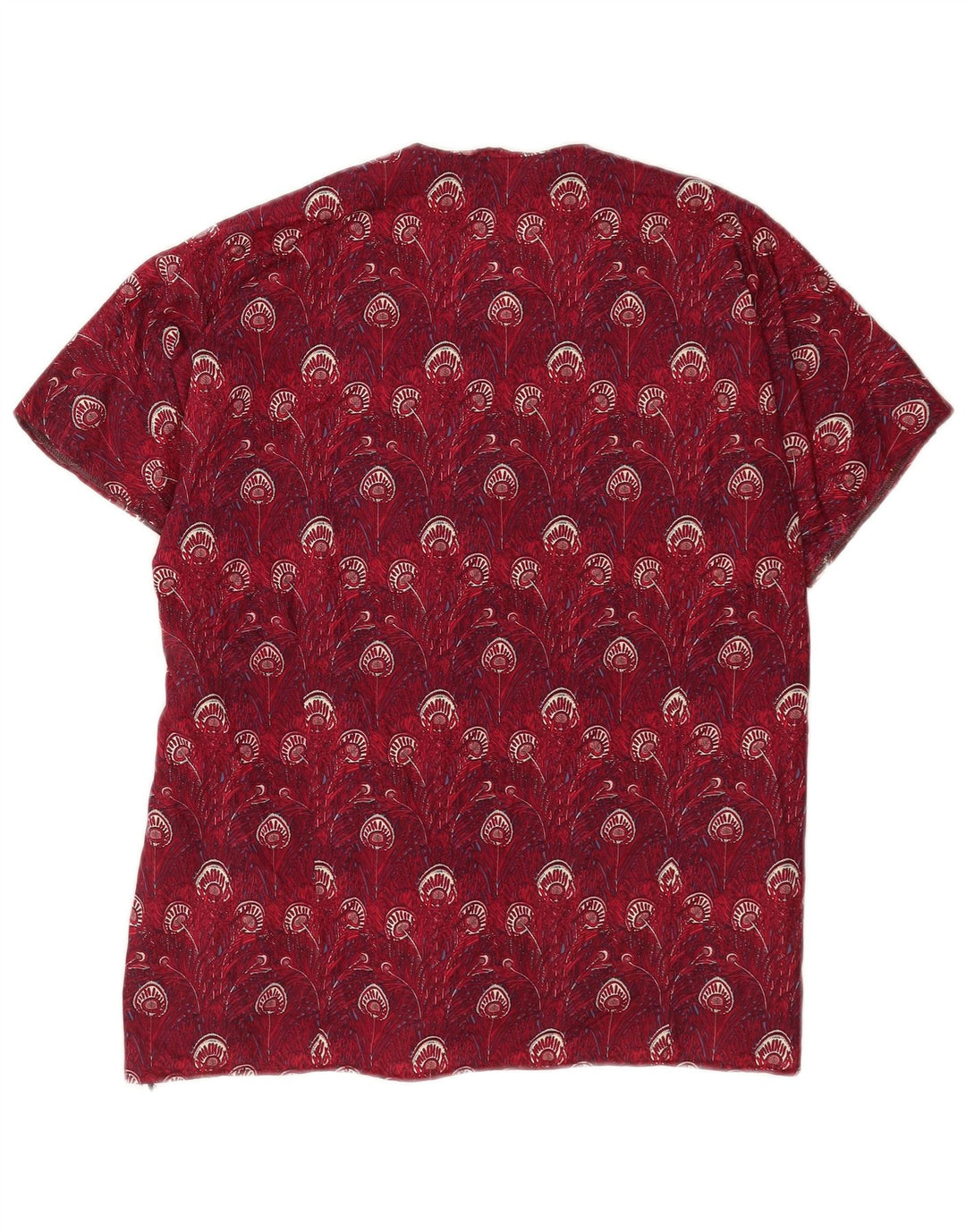 Bluzka damska w stylu vintage w abstrakcyjny wzór Top UK 14, duża, bordowa