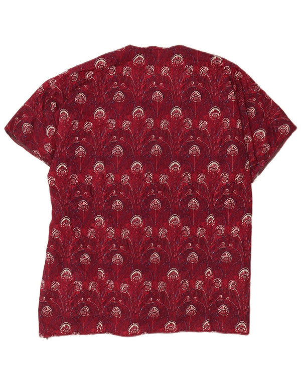 Bluzka damska w stylu vintage w abstrakcyjny wzór Top UK 14, duża, bordowa
