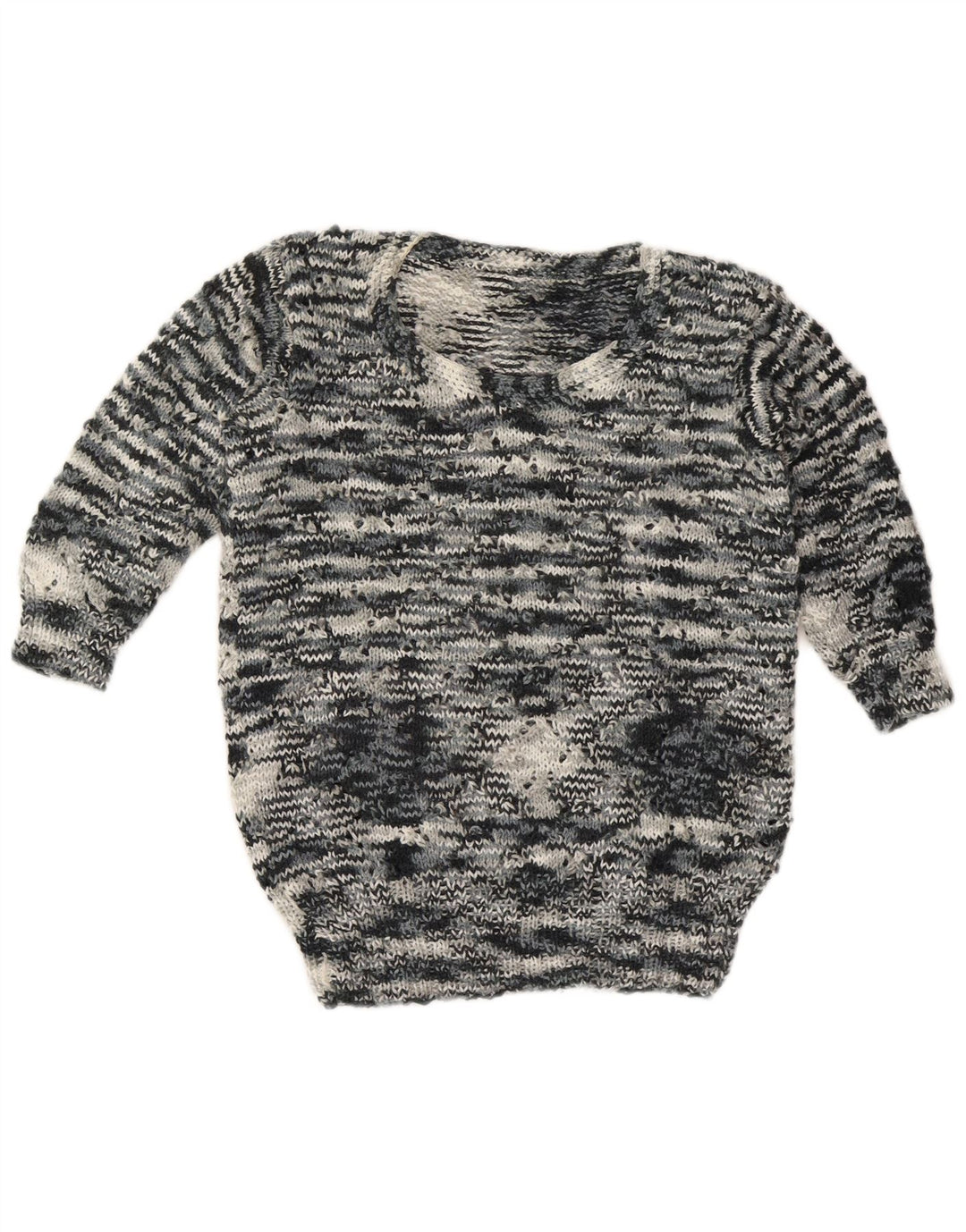 Sweter damski w stylu vintage z dekoltem w łódkę UK 12, średni szary
