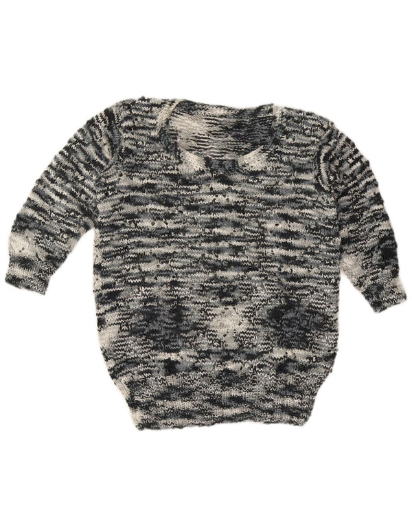 Sweter damski w stylu vintage z dekoltem w łódkę UK 12, średni szary