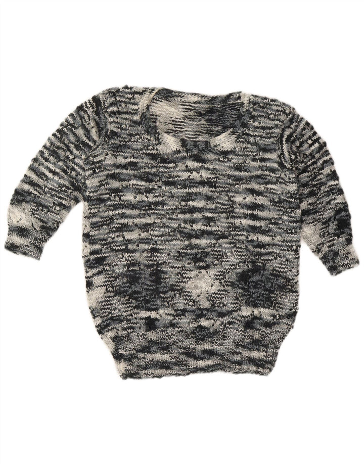 Sweter damski w stylu vintage z dekoltem w łódkę UK 12, średni szary