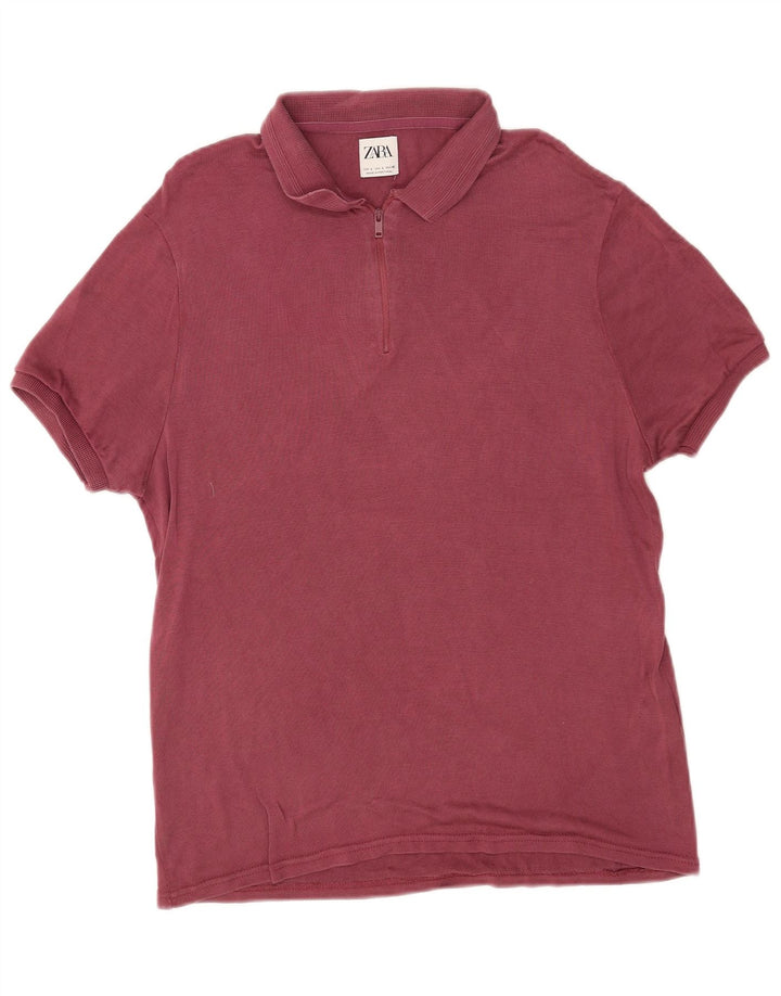 Męska koszulka polo Zara, duża, bordowa, z Lyocellu