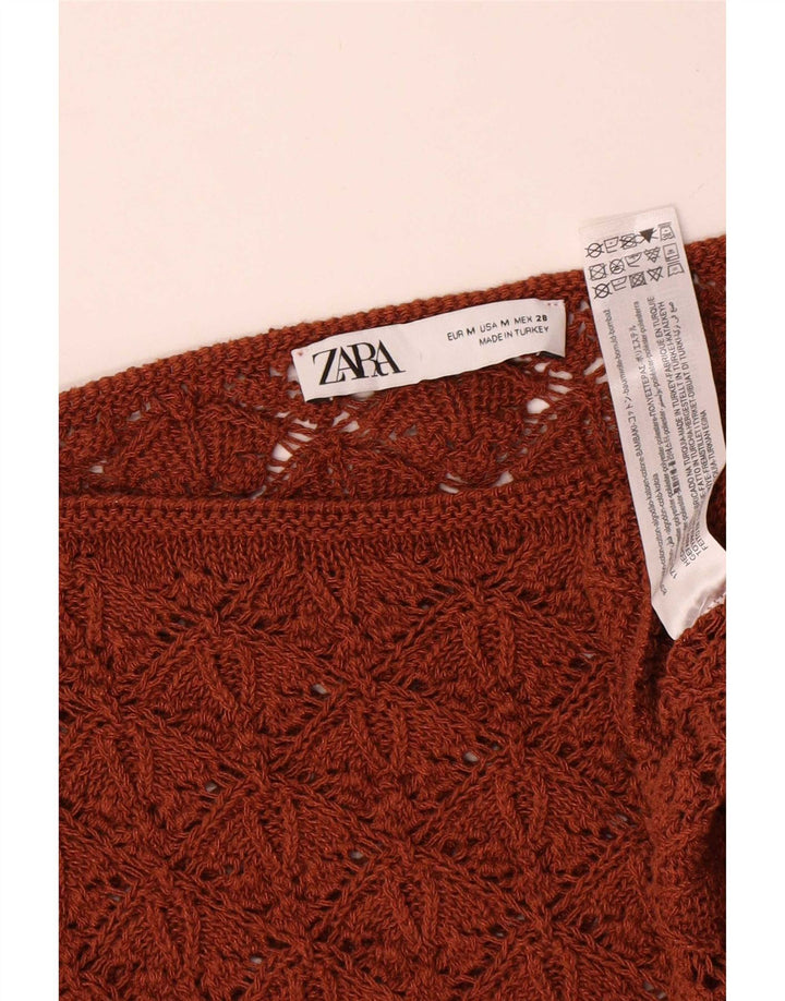 Damski sweter oversize z dekoltem w łódkę Zara UK 14 Średni brąz