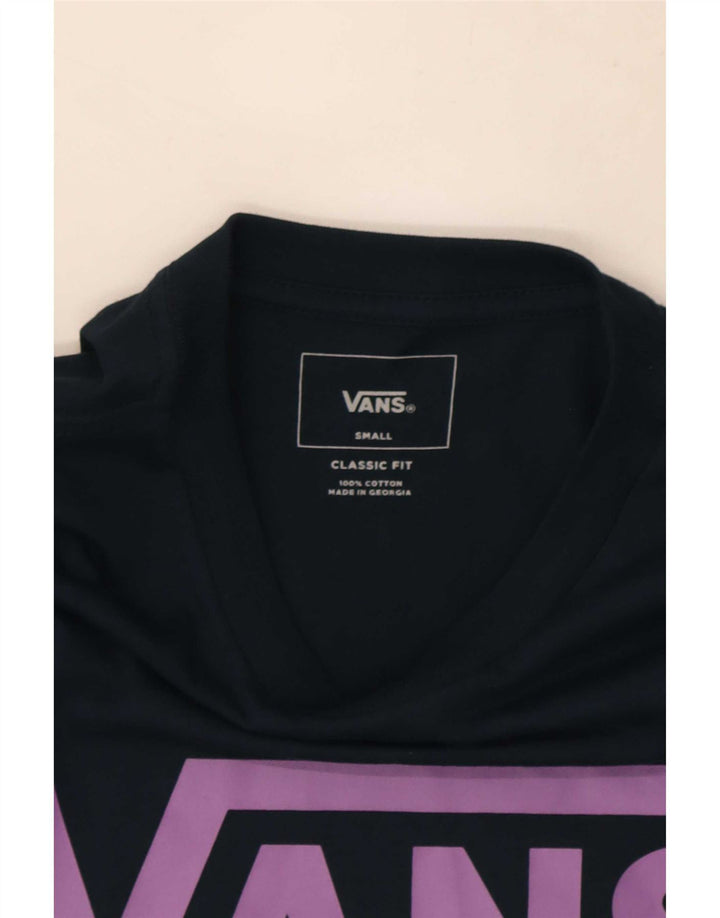 Męski top Vans o klasycznym kroju z grafiką, długim rękawem, mały, granatowy, bawełniany