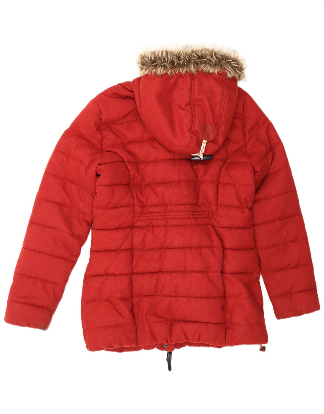 Damski ocieplany płaszcz z kapturem Superdry UK 16, duży, czerwony poliester