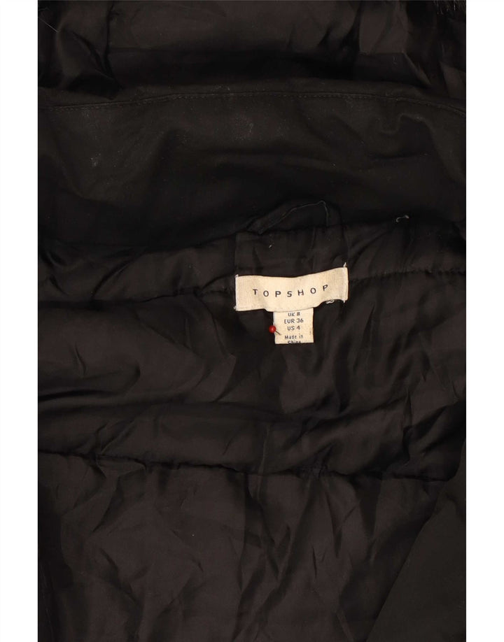 Damska kurtka parka z kapturem Topshop UK 8, mała, czarna, poliester