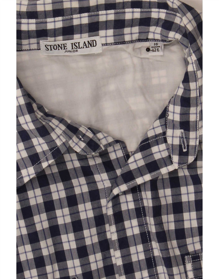 Chłopięca koszulka z krótkim rękawem Stone Island, 15-16 lat, w granatową kratkę