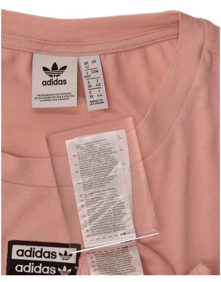 ADIDAS Womens Graphic T-Shirt Top UK 12 Medium Pink Modal