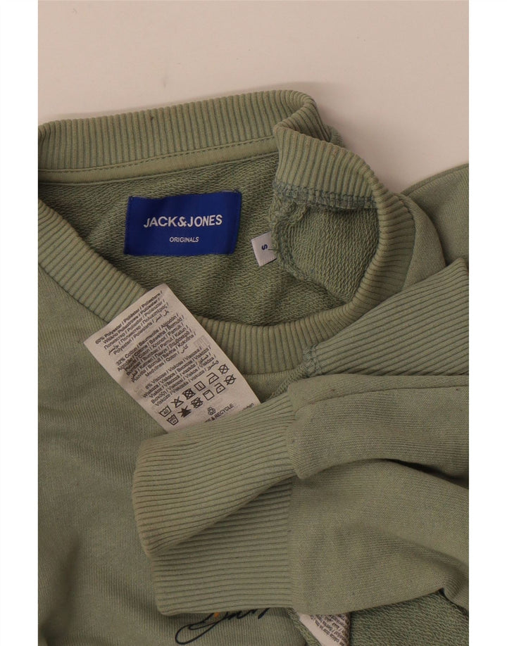 Męski sweter z grafiką Jack & Jones, mały, khaki, poliester