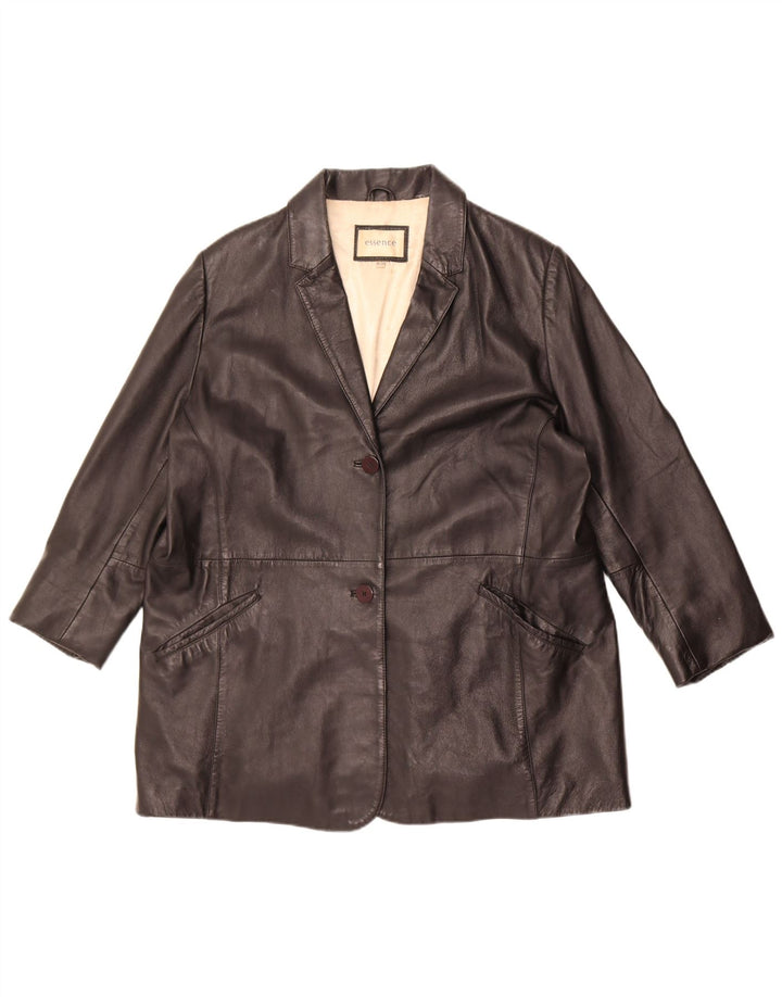 Damska kurtka skórzana oversize Essence UK 18/20 XL, czarna skóra