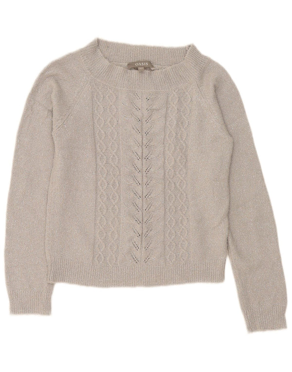 Damski sweter Oasis Crop Boat Neck Sweter UK 6 XS Szary, nakrapiany akryl