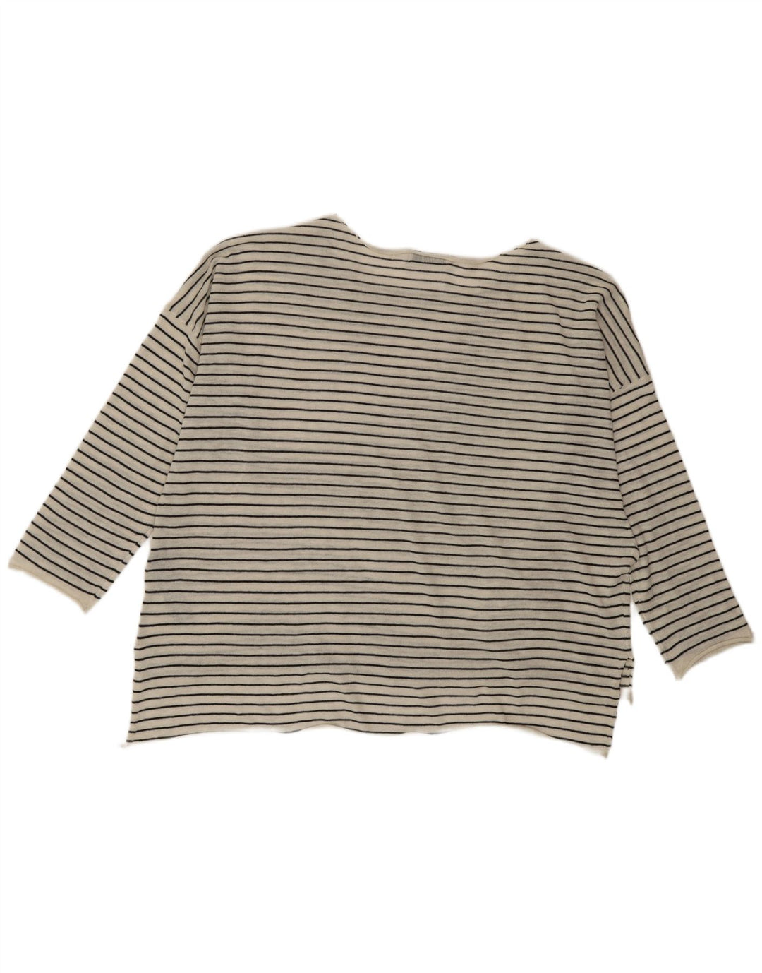 Damski top oversize Zara z długim rękawem, UK 14, poliester w średnie białe paski