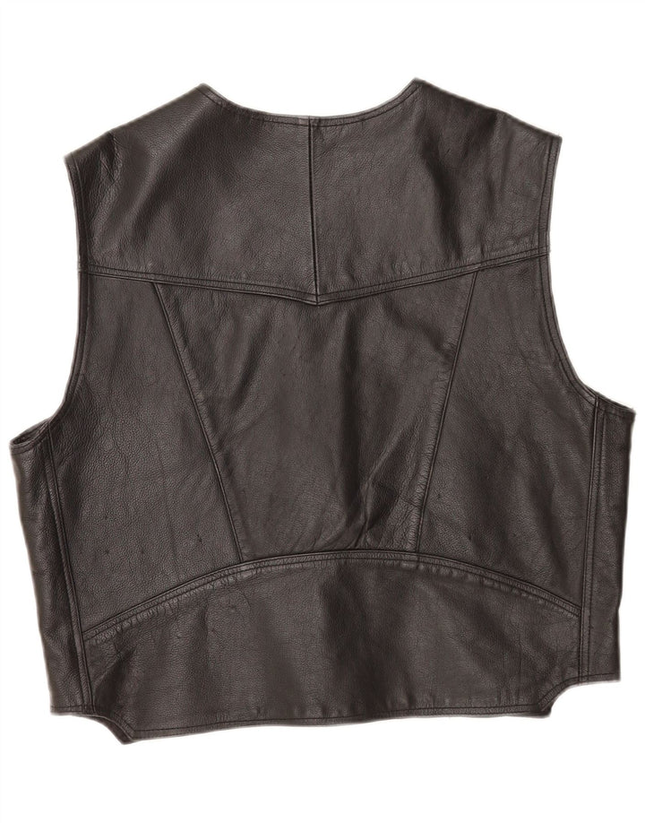 Vintage męska skórzana kamizelka 2XL czarna skóra