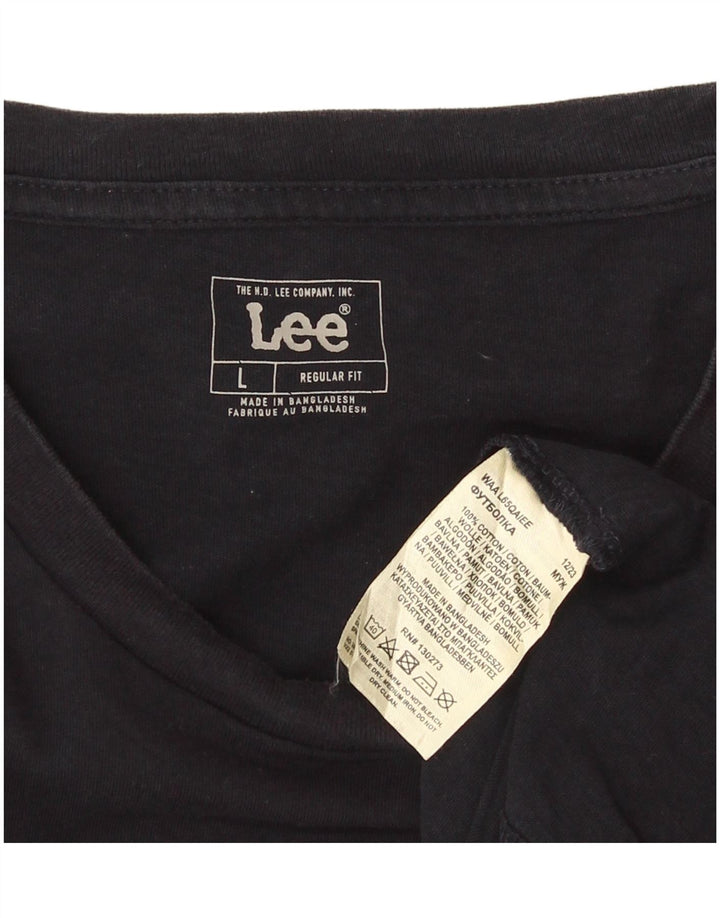 Męski T-shirt Lee z grafiką, duży, granatowy, bawełniany