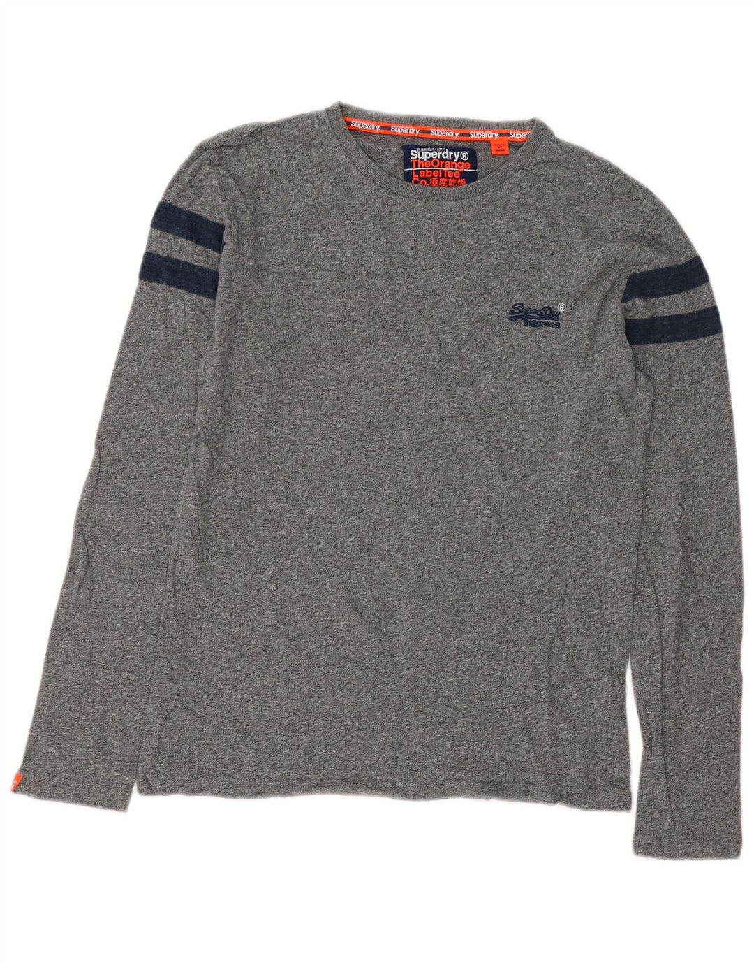 Męski top Superdry z długim rękawem, mały, szary, z bawełny w cętki