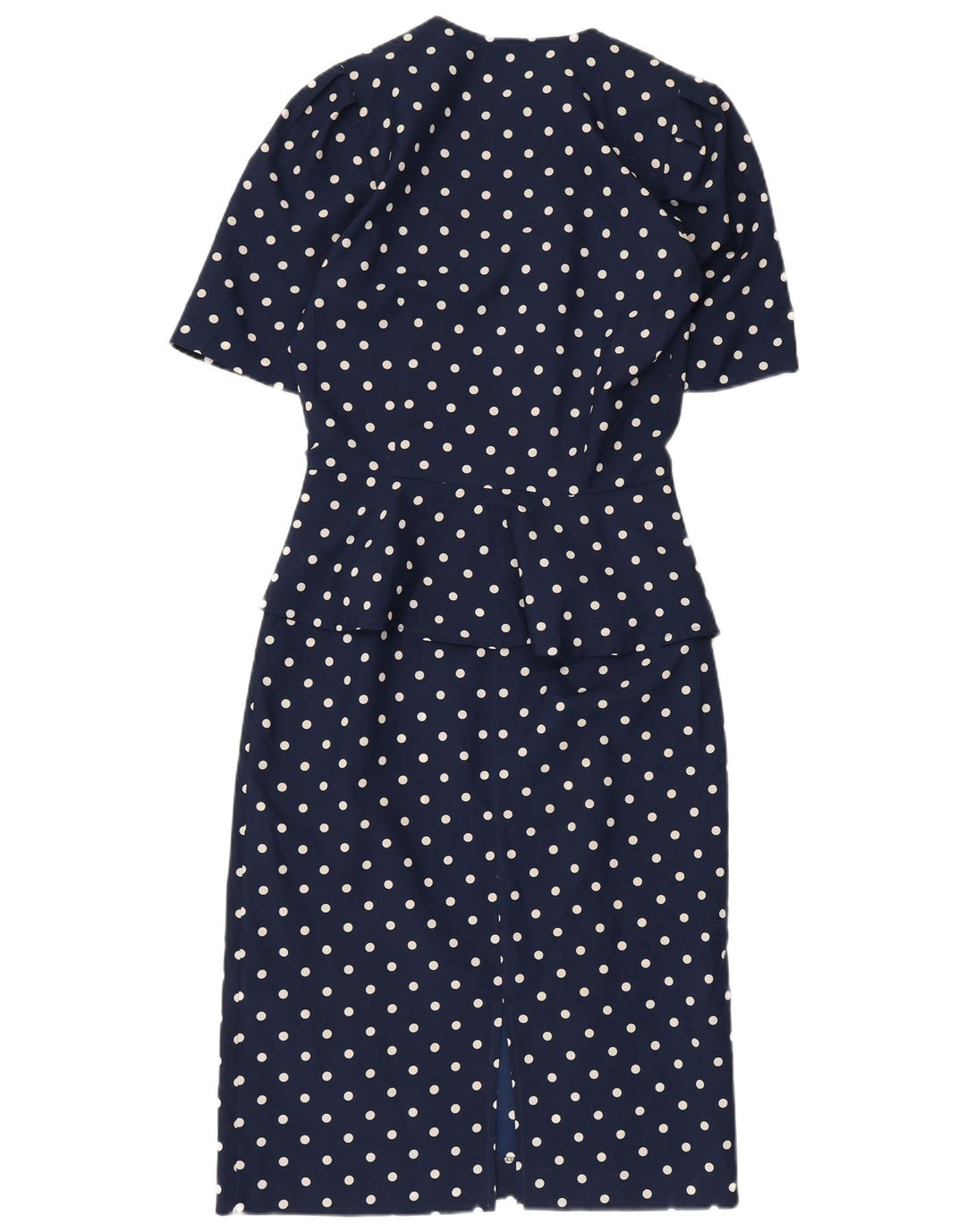 Damska sukienka peplum w stylu vintage IT 42 Średni granatowy poliester w kropki