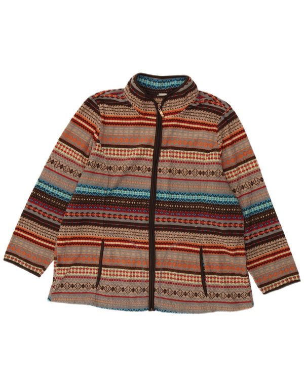 Damska kurtka polarowa Vintage UK 18 XL, brązowa, poliester Fair Isle