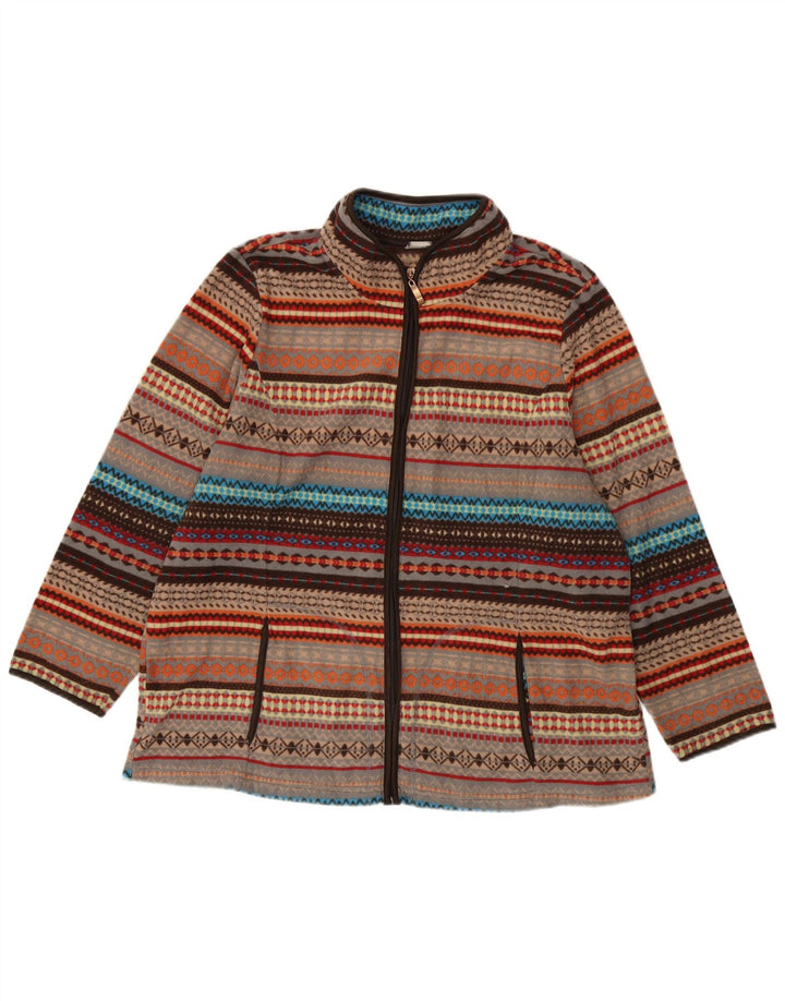 Damska kurtka polarowa Vintage UK 18 XL, brązowa, poliester Fair Isle