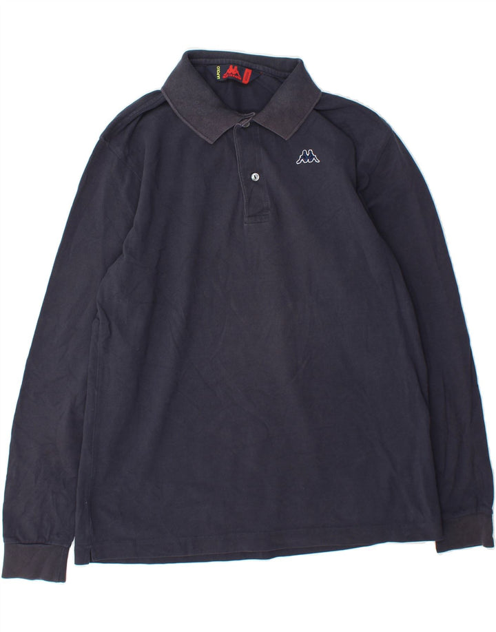 KAPPA Mens Long Sleeve Polo Shirt Medium Navy Blue Cotton Vintage Kappa and Second-Hand Kappa from Messina Hembry 