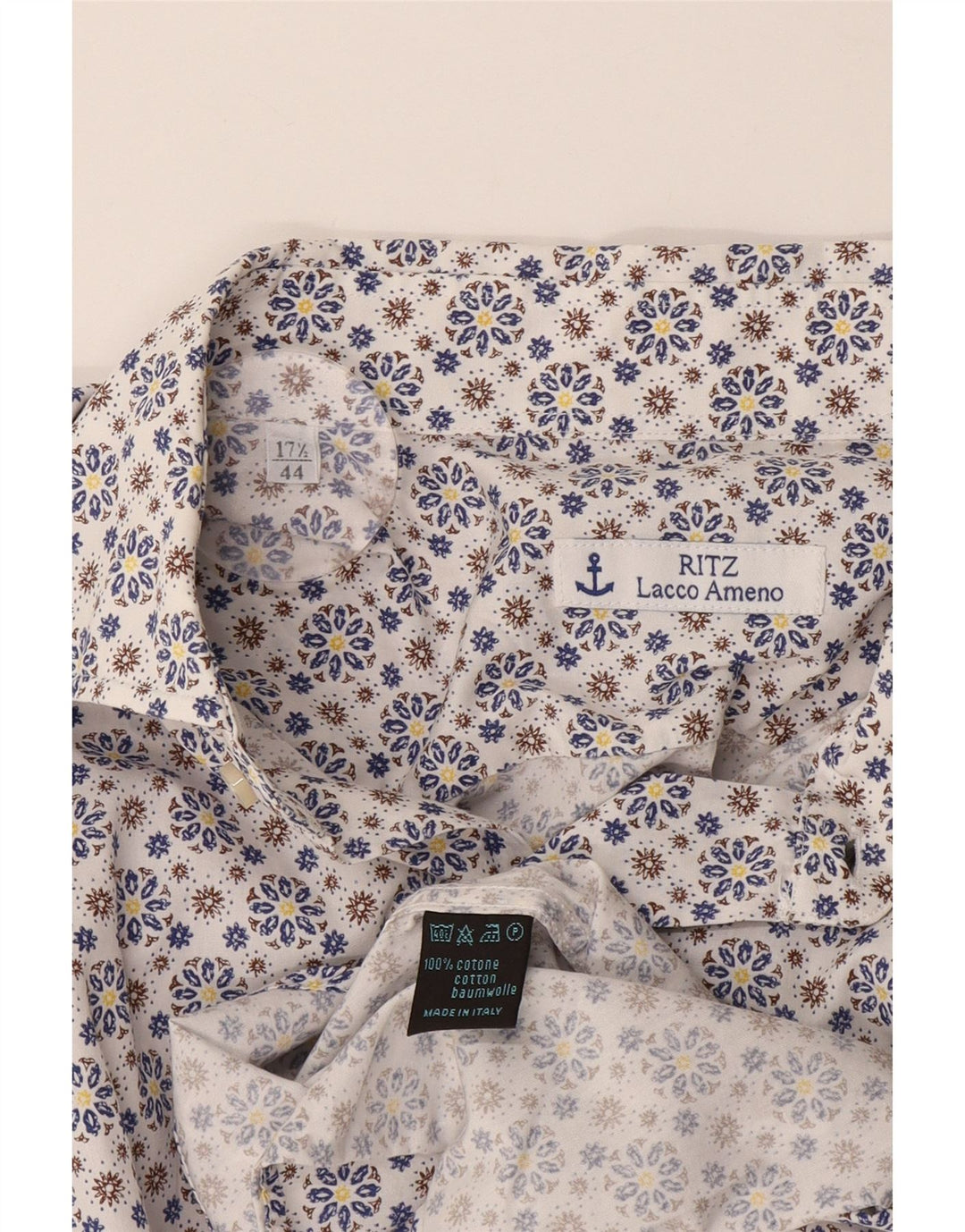 Koszula męska Ritz, rozmiar 44 17 1/2 XL, biała, bawełniana w kwiaty