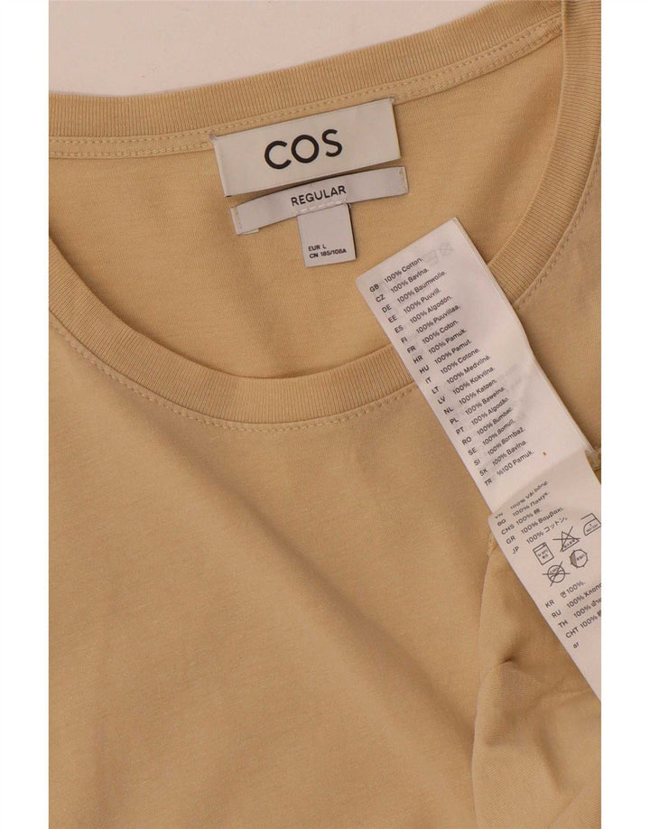 Cos Męski t-shirt o regularnym kroju, duży, beżowy, bawełniany