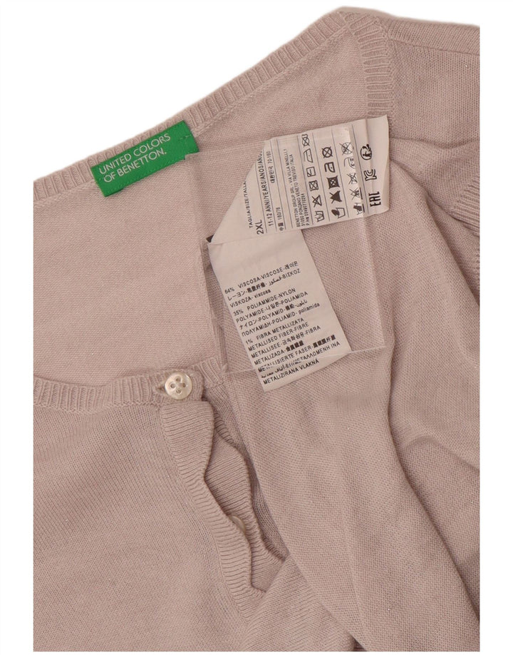 BENETTON Dziewczęcy sweter kardigan 11-12 lat 2XL Różowa wiskoza