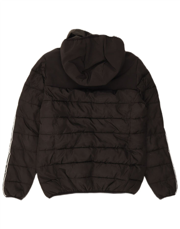 CHAMPION Womens Graphic Hooded Padded Jacket UK 16 Large Black Polyester