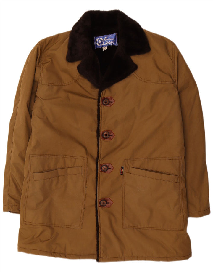 Vintage męski płaszcz Sherpa IT 52 XL, brązowa bawełna