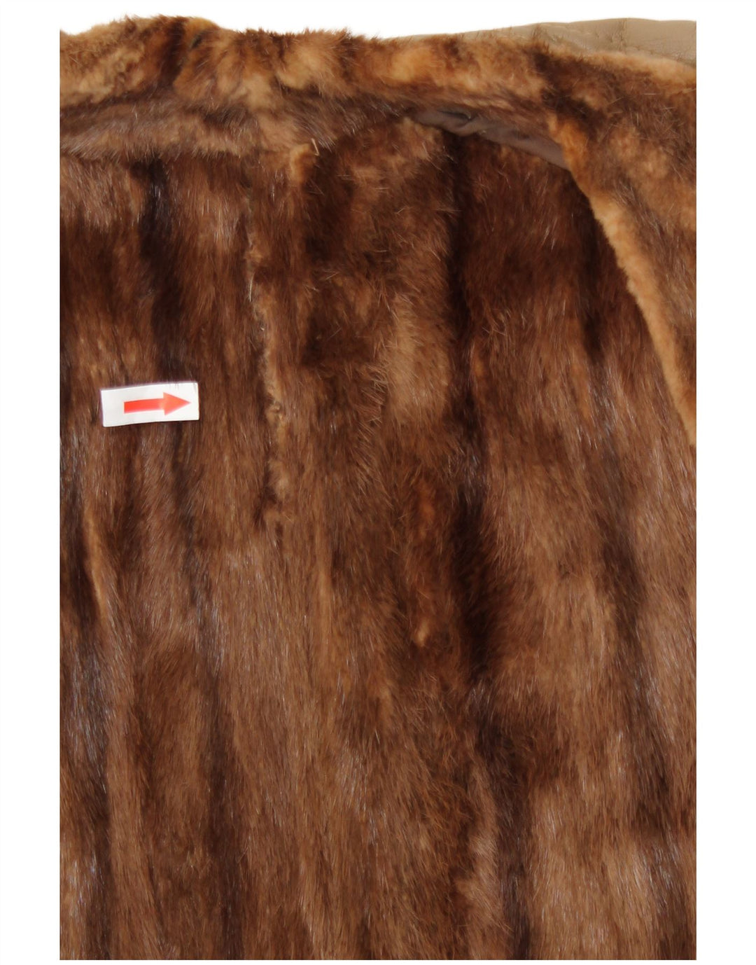 Vintage damski płaszcz skórzany z futrem UK 16, duży beż