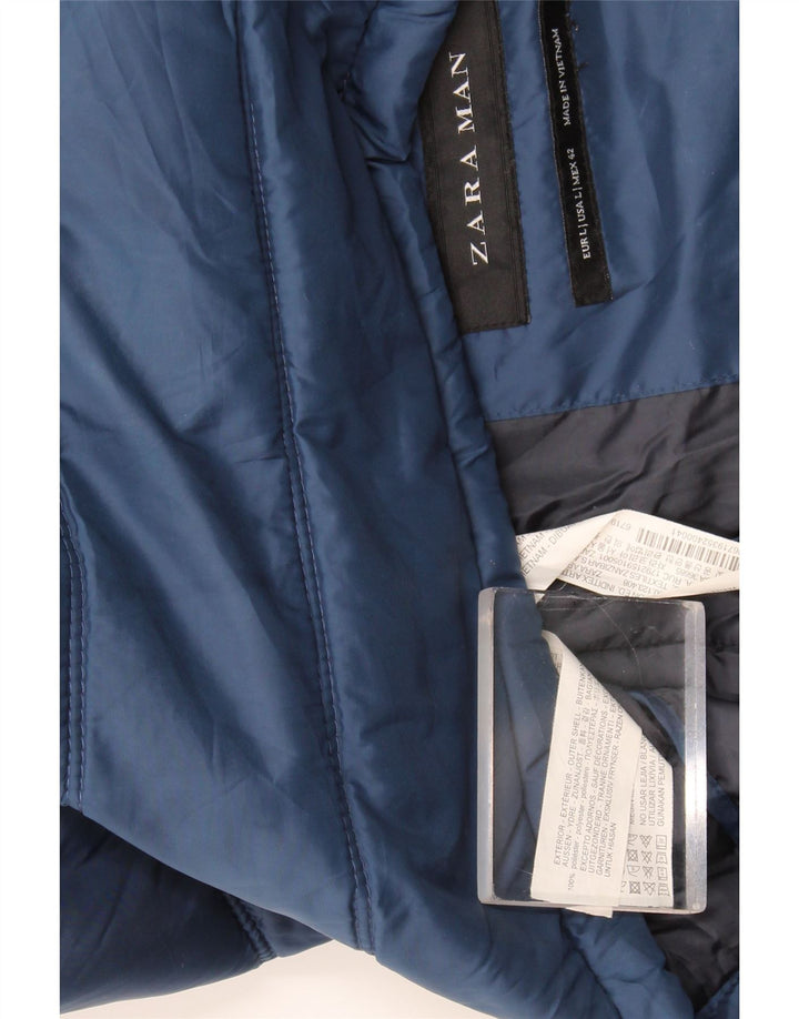 Męska wyściełana kamizelka Zara UK 42, duża niebieska, poliester