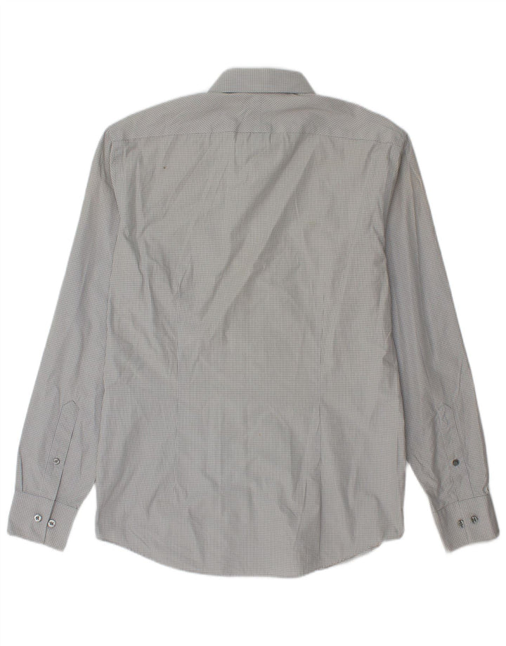 Męska koszula Calvin Klein Slim Fit, rozmiar 39 15 1/2, średnia szara bawełna w kratkę
