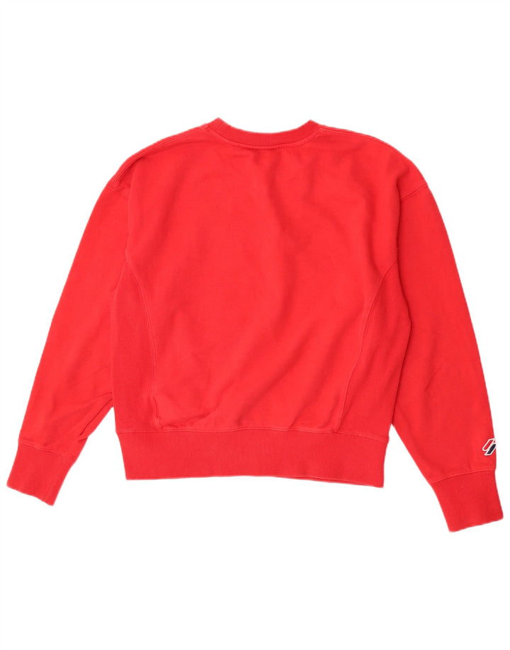 Damski sweter z grafiką Superdry, UK 12, średni czerwony, bawełniany