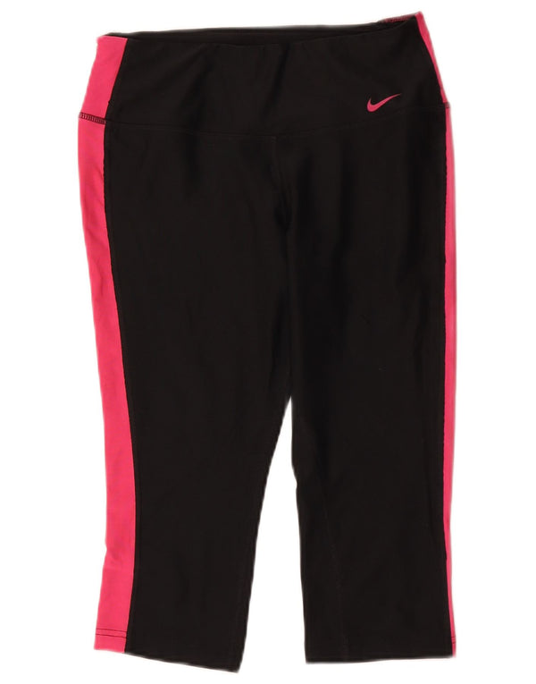 Damskie legginsy Nike Dri Fit Capri UK 8, małe, czarne, sportowe z blokami kolorów