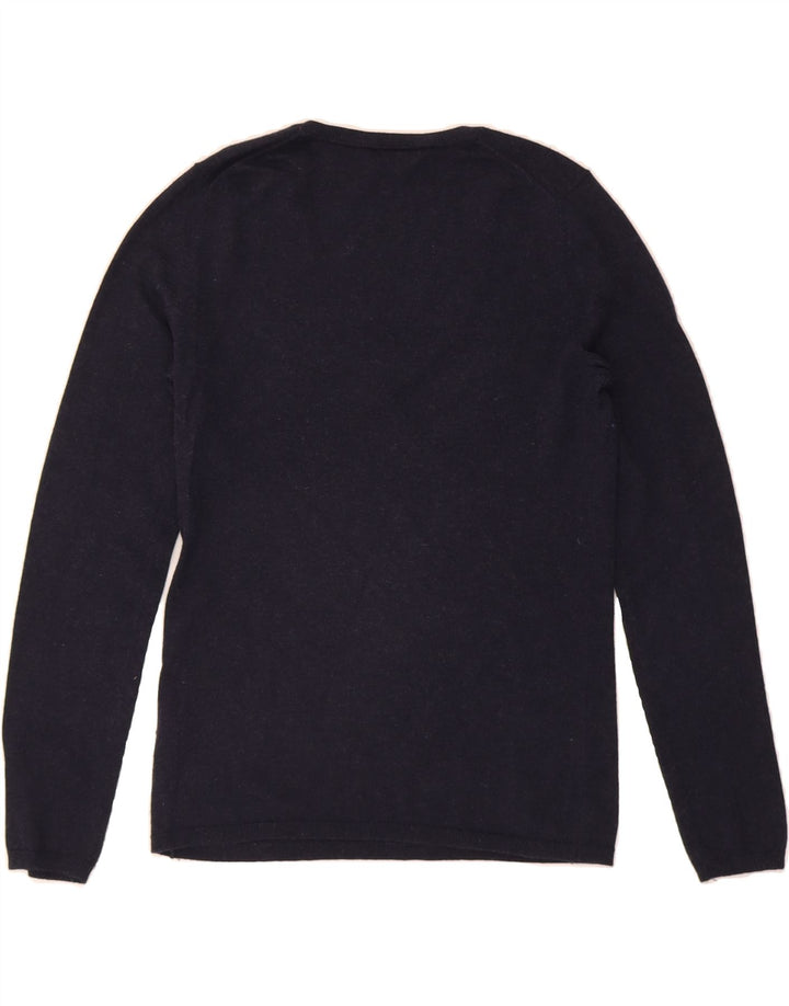TOMMY HILFIGER Womens V-Neck Jumper Sweater UK 12 Medium Navy Blue Wool Vintage Tommy Hilfiger and Second-Hand Tommy Hilfiger from Messina Hembry 