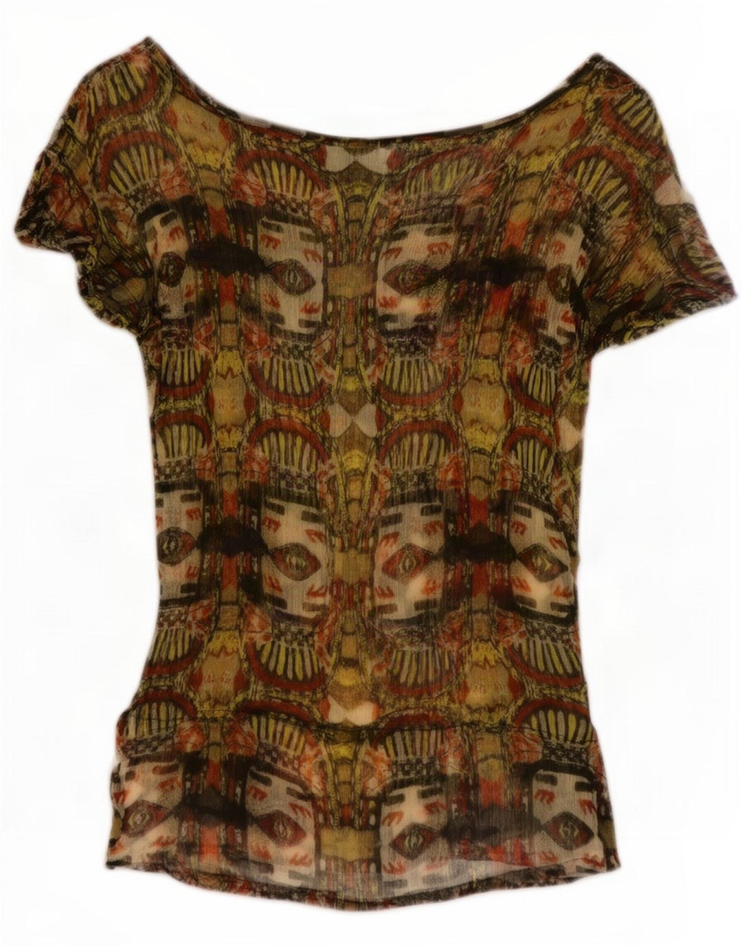 Damska bluzka Desigual w abstrakcyjny wzór Top UK 8 Small Khaki Wiskoza
