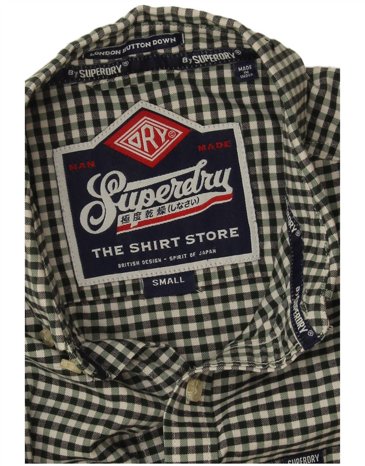 Koszula męska Superdry, mała, zielona, bawełniana w kratkę