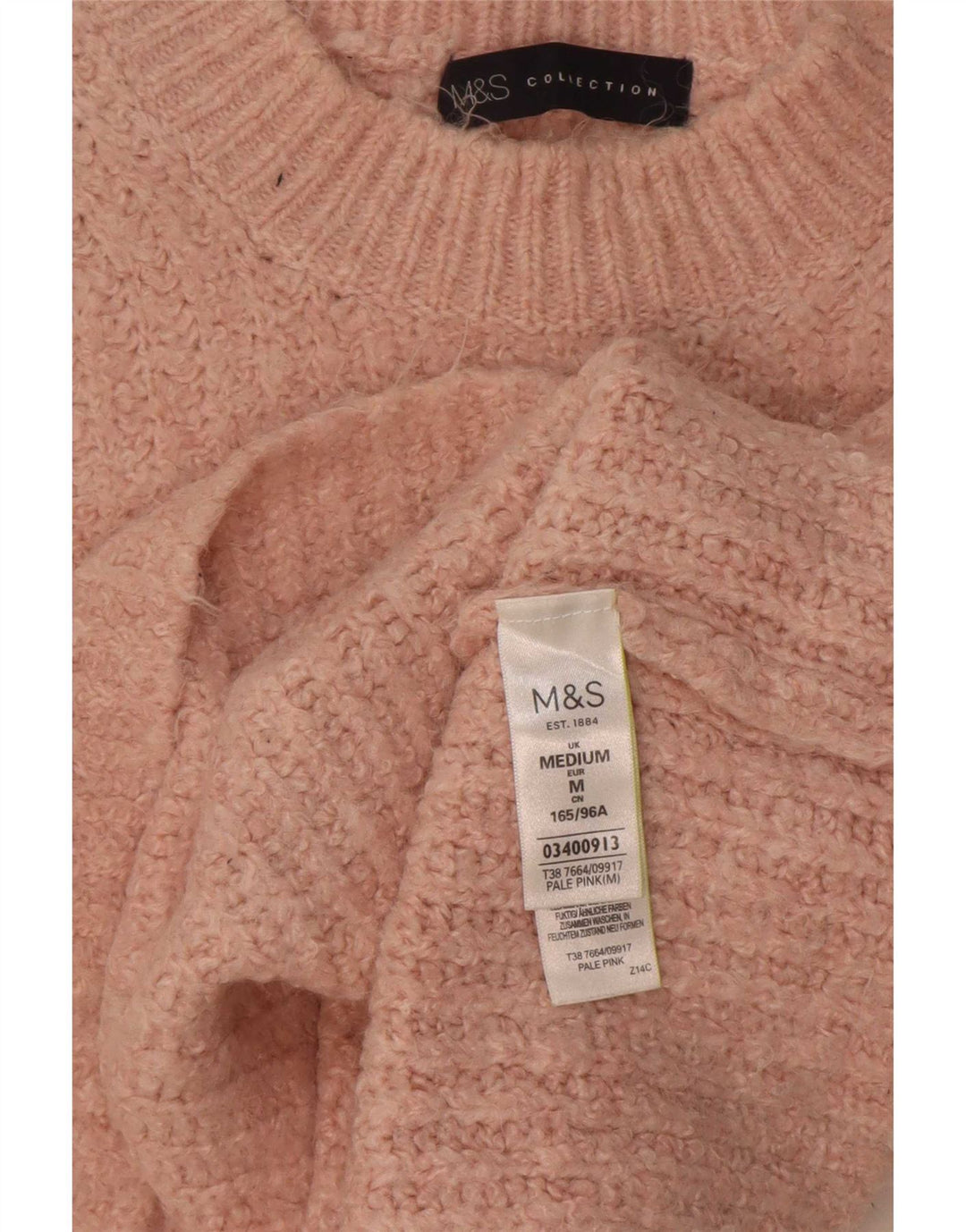 Marks & Spencer Damski sweter z golfem, UK 14, średni róż