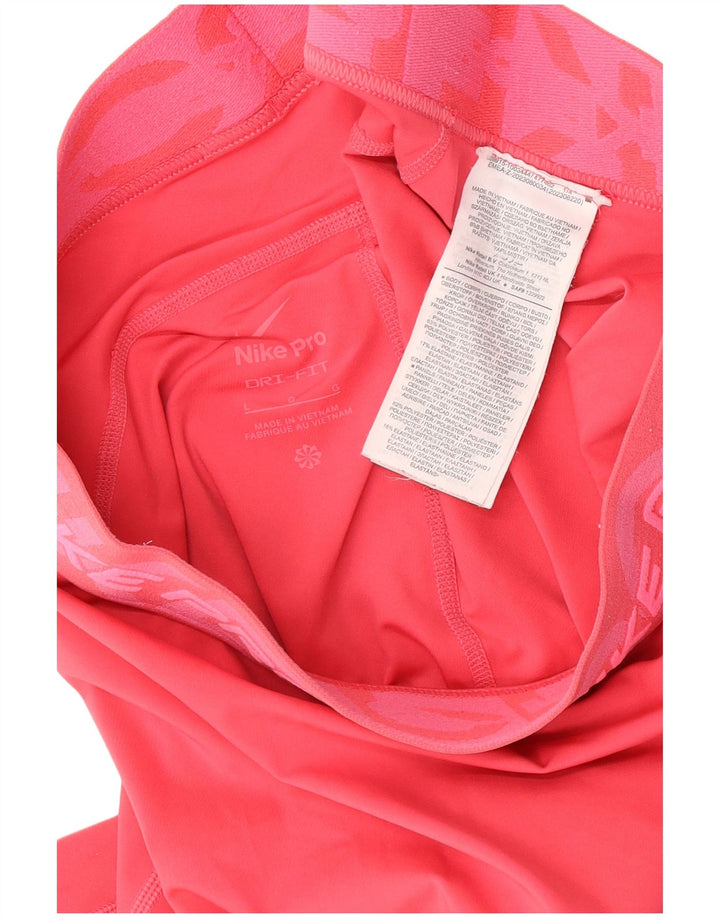 Damskie legginsy Nike Dri Fit Graphic Capri UK 14, duże, różowe, poliestrowe