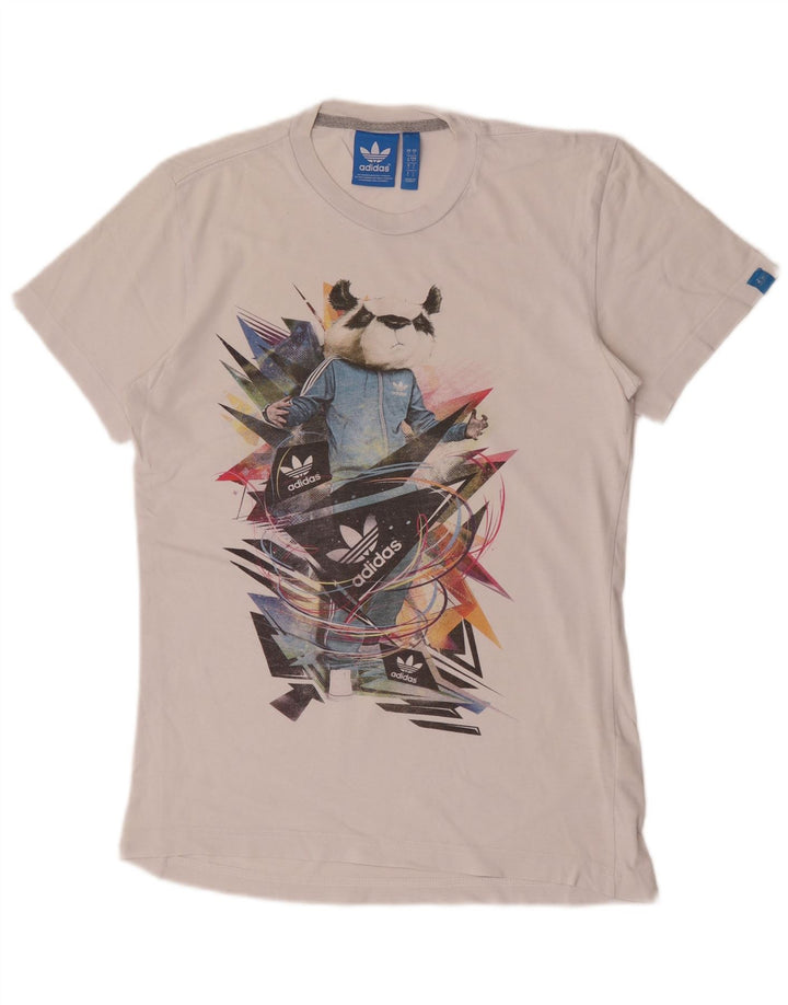 Męska koszulka z grafiką Adidas, mała, biała, bawełniana