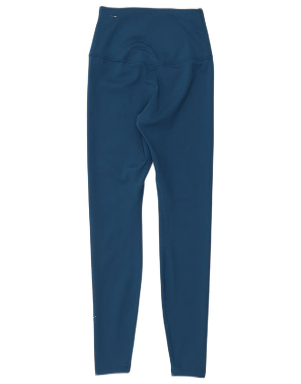 Damskie legginsy Nike Dri Fit z wysokim stanem UK 4 XS Niebieskie, poliestrowe sportowe