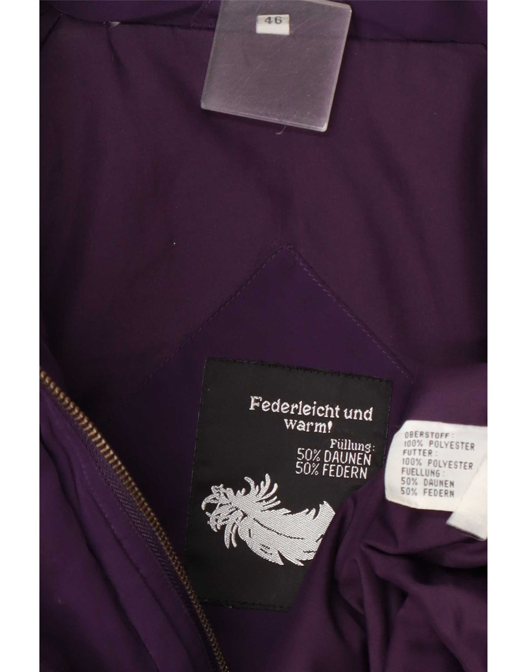 Vintage damski płaszcz oversize z podszewką EU 46 XL, fioletowy poliester