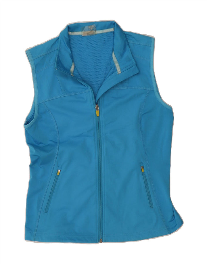ATHLETA Womens Graphic Sleeveless Tracksuit Top Jacket UK 10 Small Blue Vintage Athleta and Second-Hand Athleta from Messina Hembry 