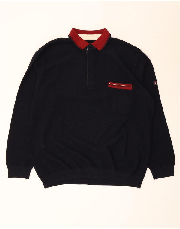 Męski sweter polo Green Coast IT 56 XL Granatowa wełna