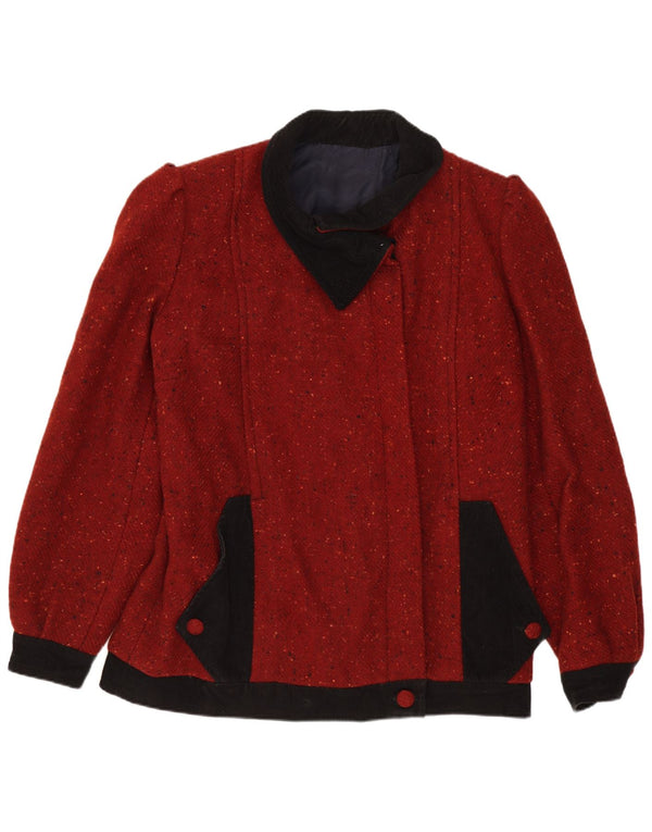 Damska kurtka bomberka w stylu vintage UK 16, duża, bordowa, nakrapiana