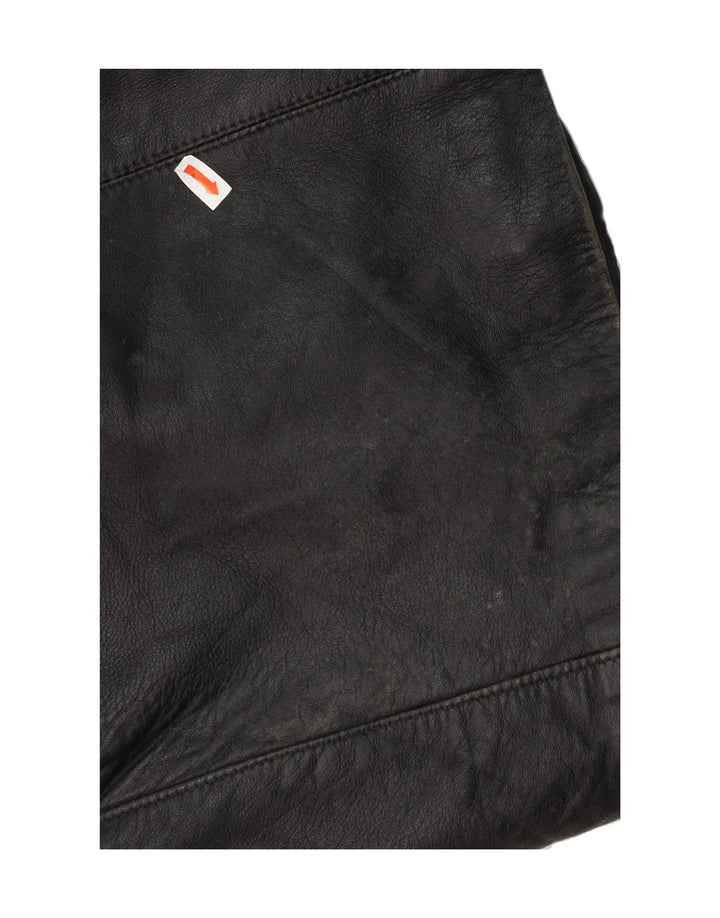 ICEBREAKER Womens Leather Coat IT 53 2XL Black Leather Vintage Icebreaker and Second-Hand Icebreaker from Messina Hembry 