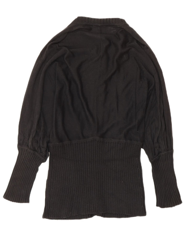 Karen Millen Damski sweter rozpinany UK 12 Średni czarny bawełniany