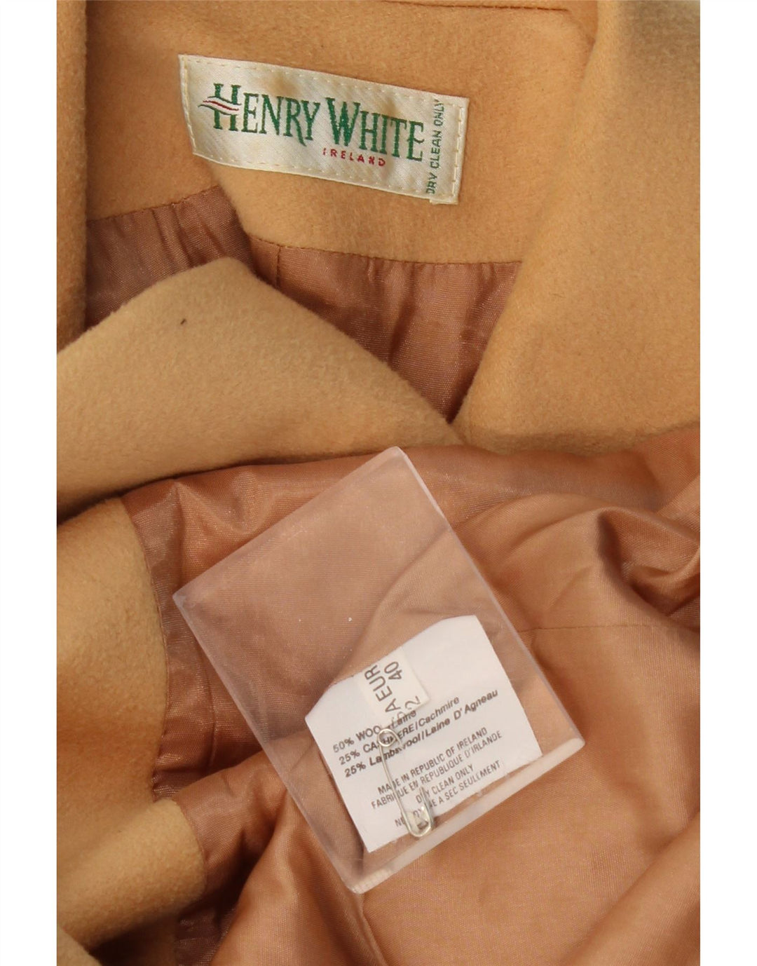 HENRY WHITE Damska marynarka zapinana na 3 guziki UK 14 Duża beżowa wełna
