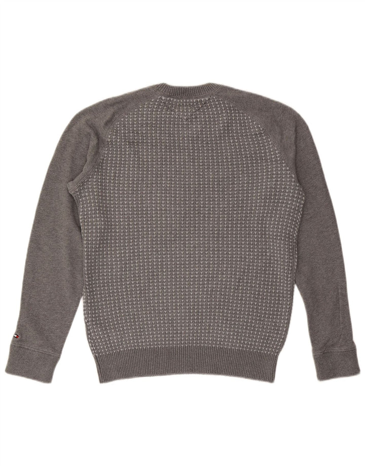 Męski sweter z okrągłym dekoltem Tommy Hilfiger Średni szary, geometryczny, bawełniany
