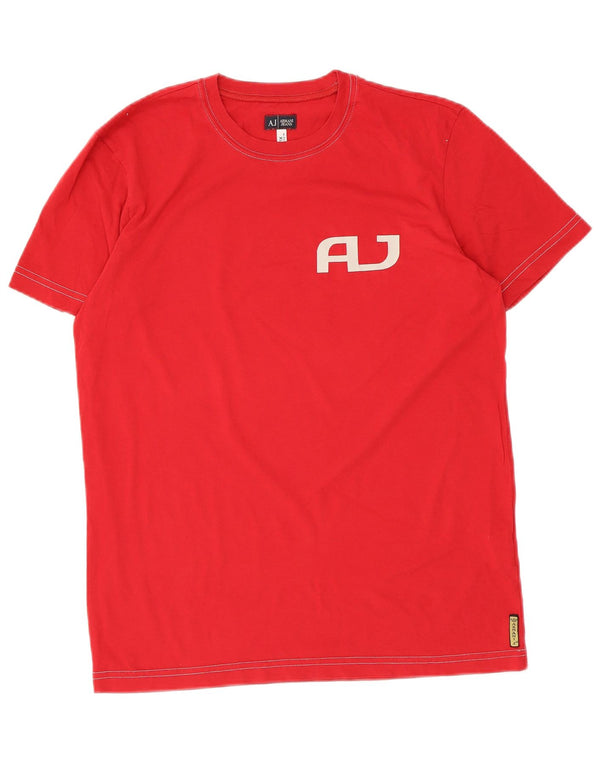 Damska koszulka z grafiką Armani Jeans Top UK 18 XL, czerwona bawełna