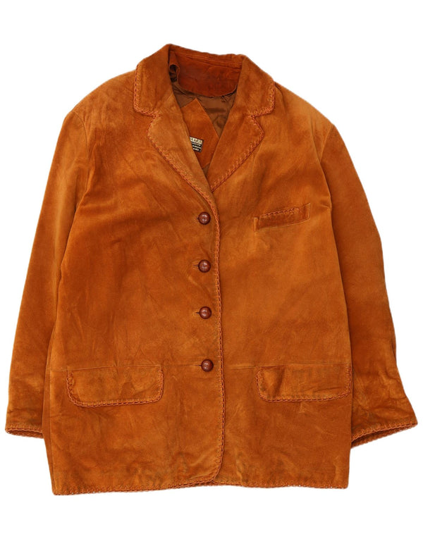 Płaszcz damski w stylu vintage, zamszowy, EU 44 XL, beżowa skóra